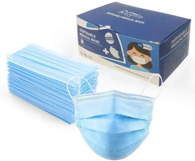 Main image of 3 Ply Disposable Face Masks, Pack of 50 Face cover Blue Level 3 Medical Mask Easy to Wear with Earloop