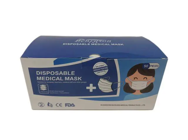 Alt view image 2 of 4 - 3 Ply Disposable Face Masks, Pack of 50 Face cover Blue Level 3 Medical Mask Easy to Wear with Earloop
