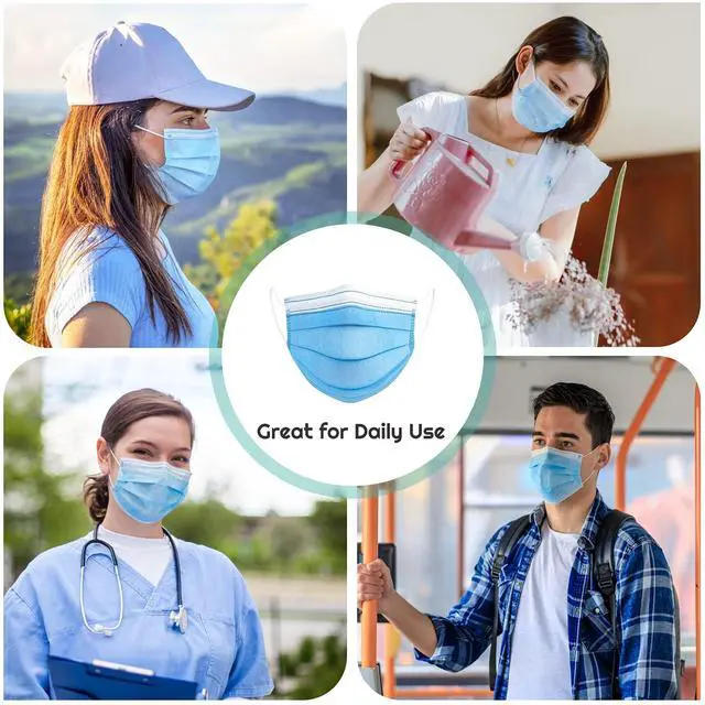 Alt view image 7 of 7 - Disposable Facemask 50pcs 3ply masks Disposable Blue protective Facial Cover with Elastic Earloops Mask