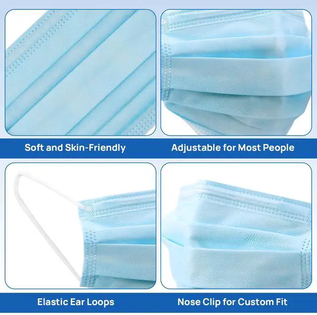 Alt view image 5 of 6 - ASTM Level 3 Disposable Face Mask 4-Ply for Adult, 50 Pack, Blue | Medical Grade Masks, 98% Filtration, Breathable & Comfortable
