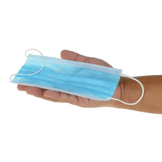 Alt view image 5 of 7 - Disposable Face Masks - 50 Pack Blue Adult Earloop | 3-Layer Construction, Fluid-Resistant Fabric, Flexible Nose Piece, Extra-Soft Elastic Loops, Standard Fit