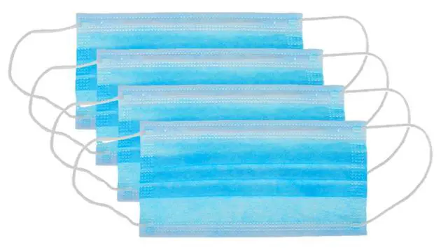 Alt view image 7 of 7 - Disposable Face Masks - 50 Pack Blue Adult Earloop | 3-Layer Construction, Fluid-Resistant Fabric, Flexible Nose Piece, Extra-Soft Elastic Loops, Standard Fit