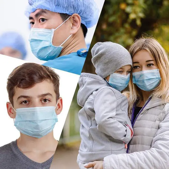 Alt view image 6 of 6 - Disposable Face Mask, 3-Ply Facial Cover Masks with Ear Loop, Breathable Non-Woven Mouth Cover for Personal, Suitable for Home, Office, Outdoor- 50 Pcs