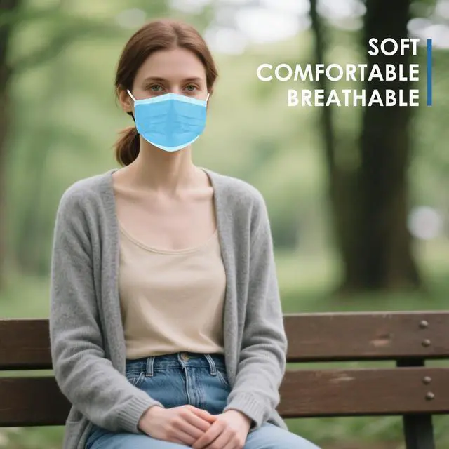 Alt view image 5 of 7 - Blue Disposable Face Masks 125 Pcs,3-Ply Adults Mask Indoor Outdoor