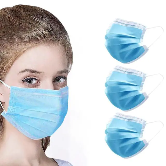 Alt view image 7 of 7 - Blue Disposable Face Masks 125 Pcs,3-Ply Adults Mask Indoor Outdoor