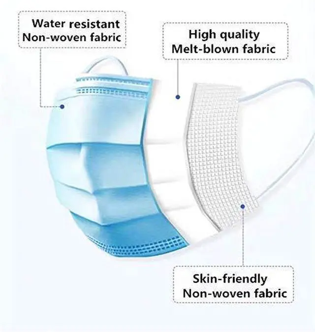 Alt view image 2 of 7 - Premium Medical Grade Disposable Face Masks 3-Ply 3-Layer (50 Masks per Box)