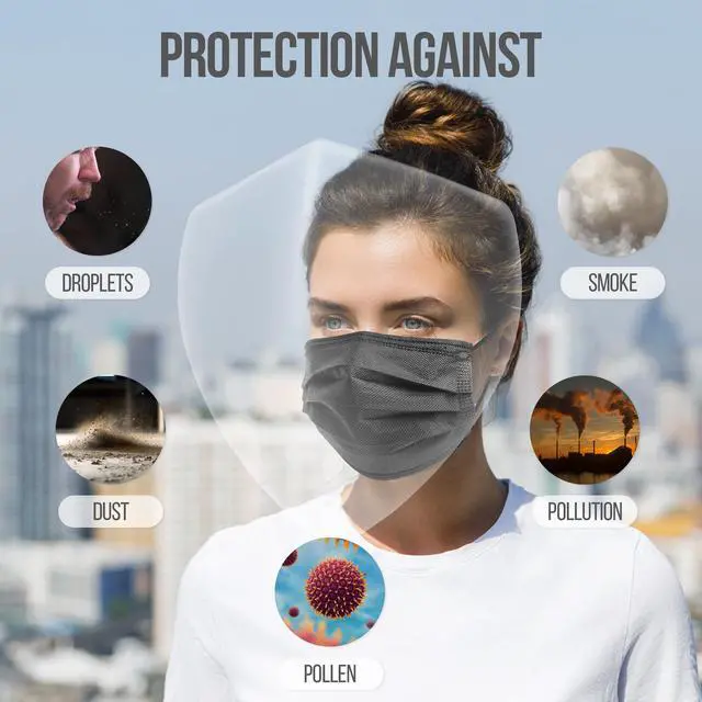 Alt view image 4 of 7 - 50 Count Disposable Face Masks | Breathable 3-Ply Layers | Made from Non-Woven Fabric | Comfortable Earloops | Daily Use & Personal Care | Easy to Use & Disposable | For Adults (Black)