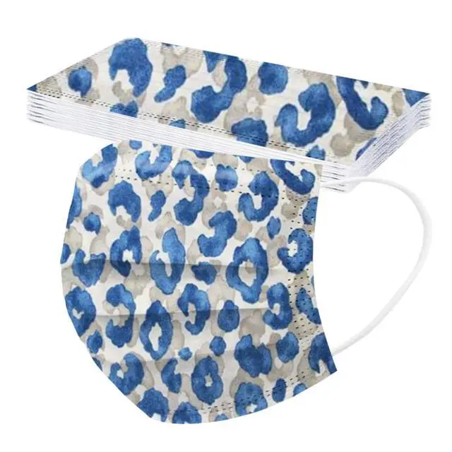 Alt view image 5 of 7 - 50 Pack Leopard Disposable Face Mask for Adults, Fashion 3-Ply Breathable Earloop Full Face Protection for Women & Men