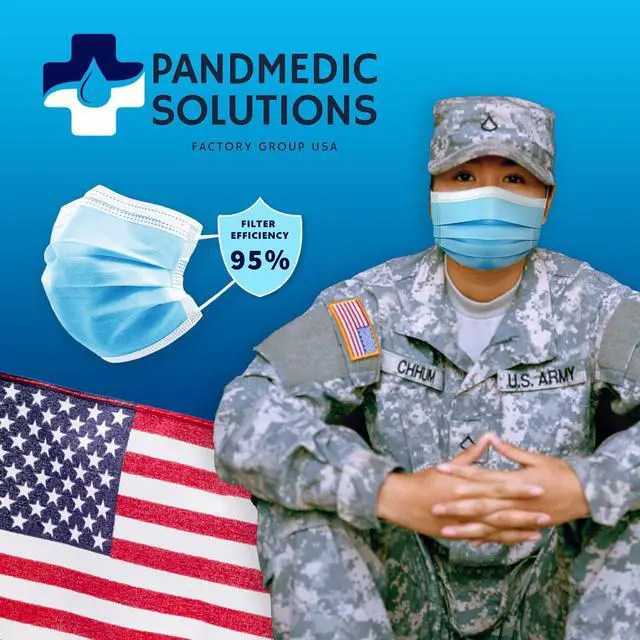 Alt view image 6 of 7 - Disposable Face Mask Made in USA | Premium Medical American 3 Ply Safety Face Masks Breathable with Elastic Ear Loops - 50ct Box