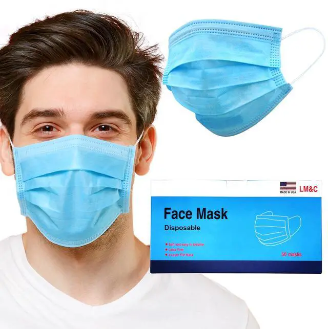 Main image of 3Layer Face Masks 50 pack Cleanroom Manufactured Breathable Lightweight Disposable FDAEUA Made in USA - Premium Quality