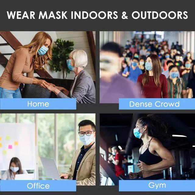 Alt view image 4 of 7 - Disposable Face Mask for Men & Women (Pack of 50) - 3-Ply Facial Mouth Cover Masks - Breathable Face Protective Masks with Earloops & Adjustable Nose Clip - Disposable Masks For Adults
