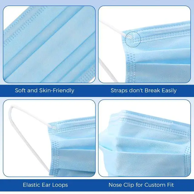 Alt view image 5 of 7 - Disposable Face Mask Individually Wrapped 50 Pack 4 Ply Level 3 Masks | Blue Medical Masks for Adults, Breathable & Comfortable