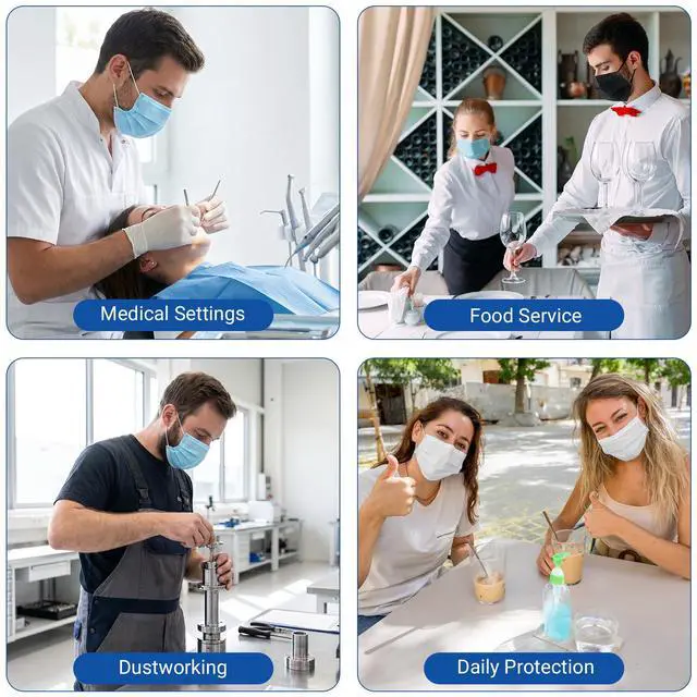 Alt view image 7 of 7 - Disposable Face Mask Individually Wrapped 50 Pack 4 Ply Level 3 Masks | Blue Medical Masks for Adults, Breathable & Comfortable