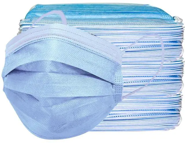 Main image of 100PCS Blue Disposable Face Masks, Non-medical, 3 Layer Protection Face Masks for Adult, Teenager, Seniors (100, Blue)
