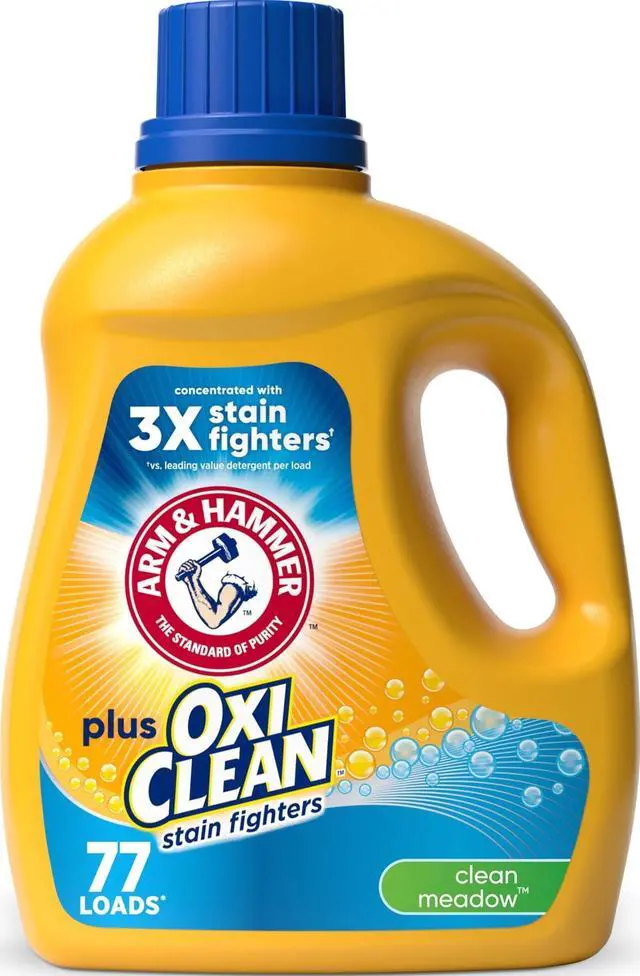 Main image of ARM & HAMMER Plus OxiClean Liquid Laundry Detergent | Clean Meadow Scent, 77 Loads, 100.5 fl oz