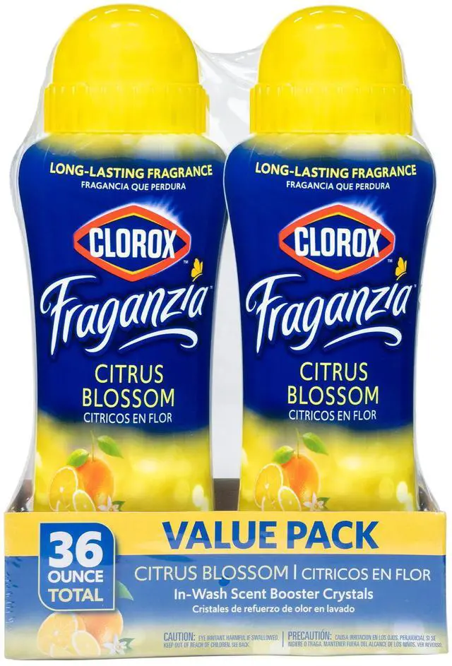 Main image of Fraganzia Scent Booster Crystals, Citrus Blossom, 18 Oz, 2 Pack | Add directly to washer with detergent, works in standard and high-efficiency machines, double-bottle value