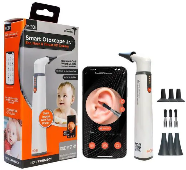 Main image of MOBI Smart Otoscope Jr. Ears, Nose and Throat Camera, Suitable for Children and Baby, Multi-Axis Gyroscope, Smart App ENT Otoscope