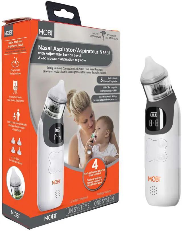 Main image of MOBI Automatic Baby Nasal Aspirator, 5-Level Suction, Night Light, Soothing Lullabies
