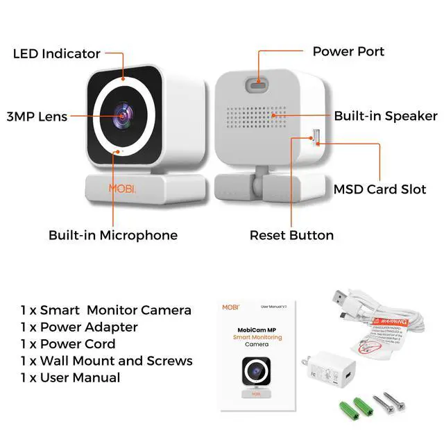 Alt view image 2 of 7 - MobiCam MP Baby & Home Monitor Dual-Band 2.4ghz-5ghz WiFi with Two-Way Audio and 90 Degree Field of View, Night Vision, Motion Detection, Bluetooth, Smart App Connection with Alerts
