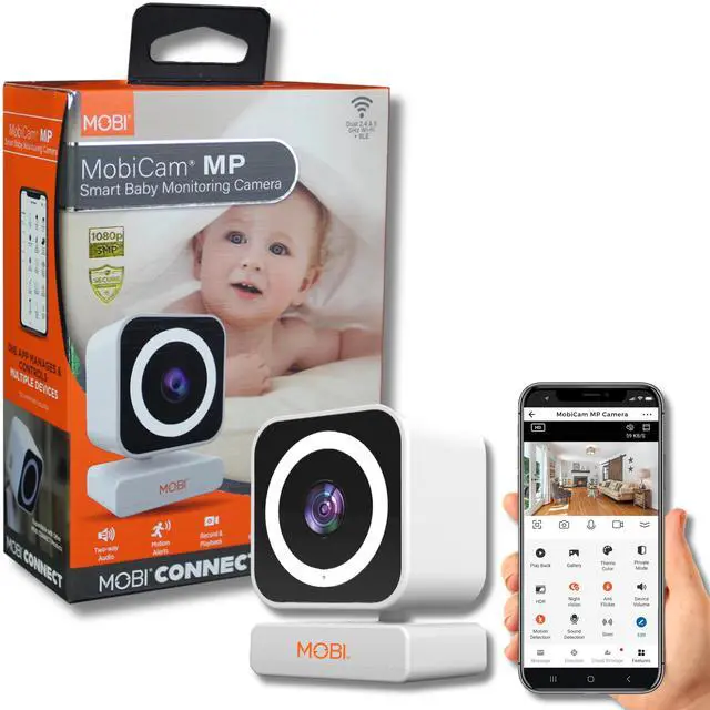 Main image of MobiCam MP Baby & Home Monitor Dual-Band 2.4ghz-5ghz WiFi with Two-Way Audio and 90 Degree Field of View, Night Vision, Motion Detection, Bluetooth, Smart App Connection with Alerts
