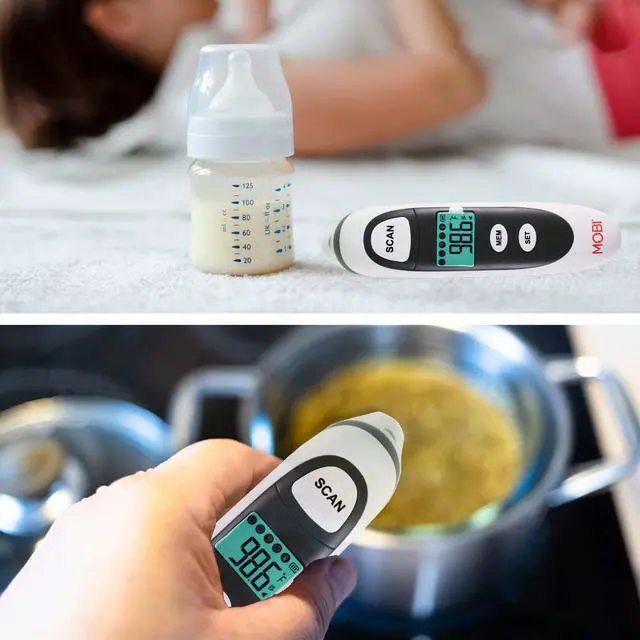 Alt view image 5 of 7 - Mobi Dualscan Prime Ear & Forehead Thermometer with Food & Bottle Readings, Ear Thermometer, Forehead Thermometer, Fever Thermometer, Object Thermometer, Baby Food Thermometer
