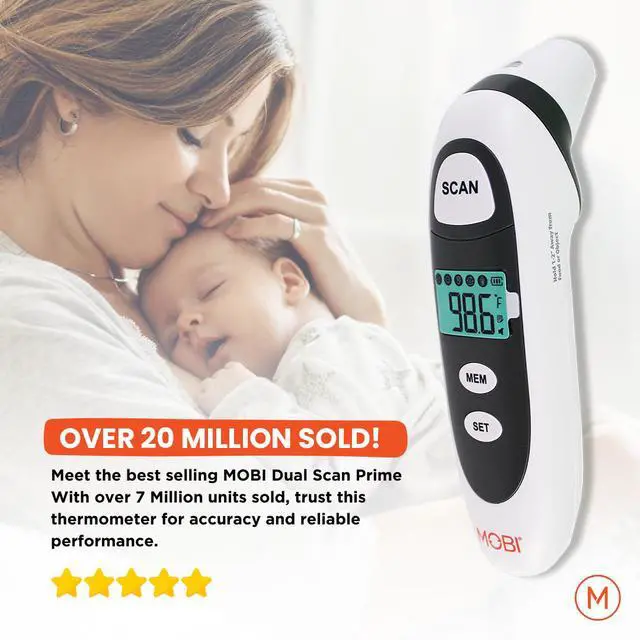 Alt view image 7 of 7 - Mobi Dualscan Prime Ear & Forehead Thermometer with Food & Bottle Readings, Ear Thermometer, Forehead Thermometer, Fever Thermometer, Object Thermometer, Baby Food Thermometer