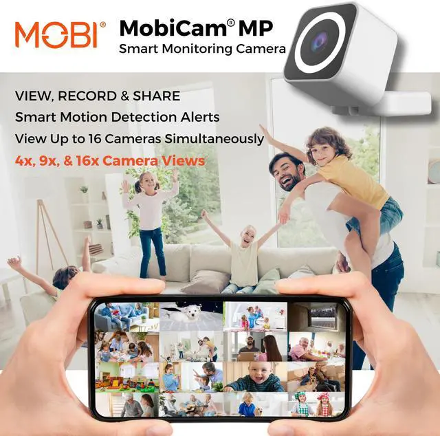 Alt view image 6 of 7 - MobiCam MP 1080p Wi-Fi Smart Home Camera for Babies, Dogs, and Security w/Motion Detection, 2-Way Audio, Color Night Vision, Built-in Spotlight, 30 Second Setup - White