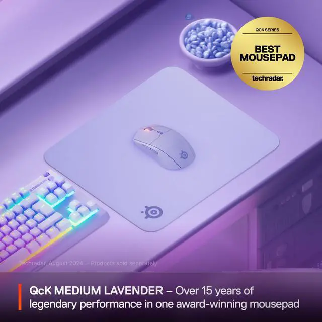 Alt view image 2 of 7 - QcK Cloth Gaming Mouse Pad - Exclusive Micro-Woven Surface - Optimized for Gaming Sensors - Maximum Control - Size M - Lavender