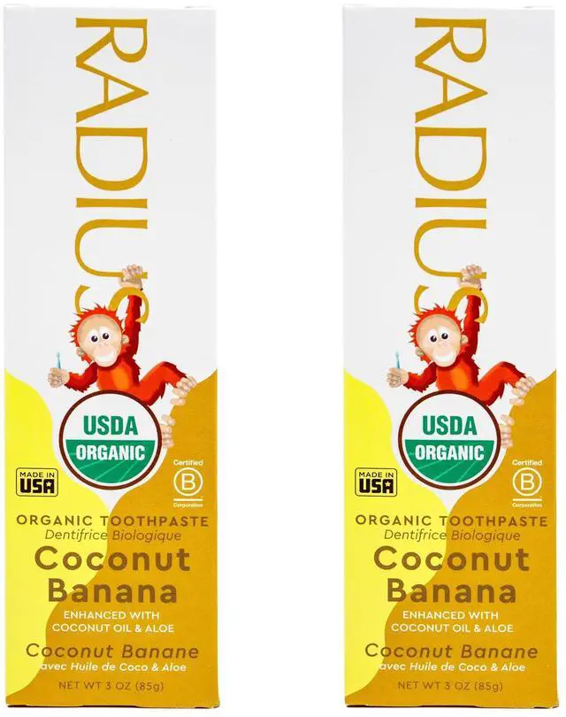Main image of Children's Toothpaste, Coconut Banana, 3 oz, Non-Toxic Chemical-Free Gluten-Free, Designed to Improve Gum Health & Prevent Cavities, Pack of 2