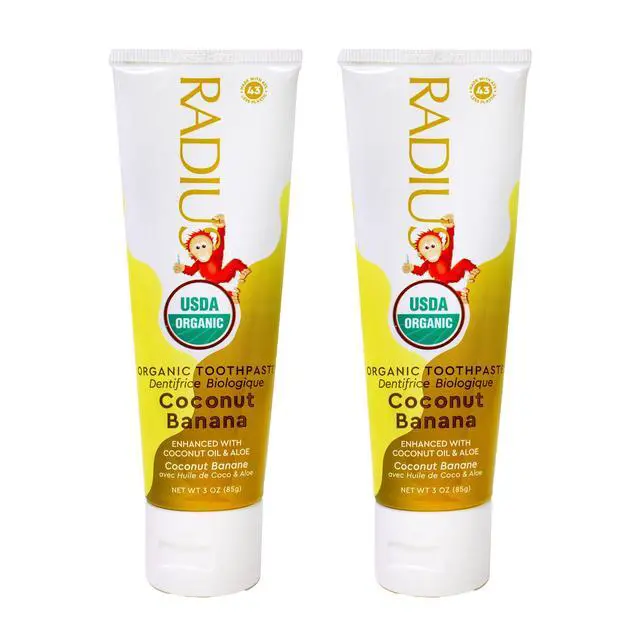 Alt view image 2 of 7 - Children's Toothpaste, Coconut Banana, 3 oz, Non-Toxic Chemical-Free Gluten-Free, Designed to Improve Gum Health & Prevent Cavities, Pack of 2