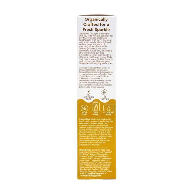 Alt view image 4 of 7 - Children's Toothpaste, Coconut Banana, 3 oz, Non-Toxic Chemical-Free Gluten-Free, Designed to Improve Gum Health & Prevent Cavities, Pack of 2