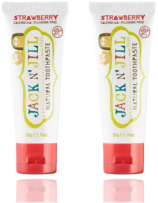 Main image of Natural Kids Toothpaste - Strawberry - Organic, Gluten Free, Vegan, BPA Free, Fluoride Free, SLS Free, Dairy Free - Making Toothbrushing Fun for Kids - 1.76 oz (Pack of 2)