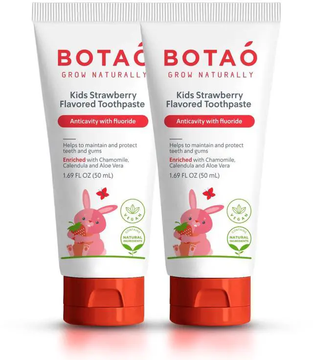 Main image of Kids Toothpaste | Natural Strawberry Flavored Anticavity Fluoride Toothpaste Maximum Cavity Protection| EWG Verified, Vegan, SLS Free, Safe to Swallow, Aloe Vera (2Pack)