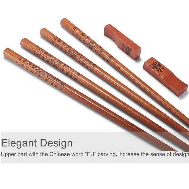 Alt view image 2 of 7 - Chopstick Reusable Chinese FU/Fortune Chopsticks with Holder and Carrying Bag Chinese Traditional Stylish Gift Set2 Pairs