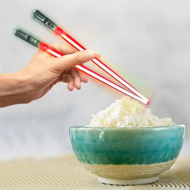 Alt view image 3 of 7 - Lightsaber Chopsticks Light Up, Star Wars Chopsticks Light Up, Mini Light Saber Chopstick for Adults Cool Chopstick, Light Saber Chop Sticks Led chop stick Jedi Chop sticks 1 Pair Darth Red