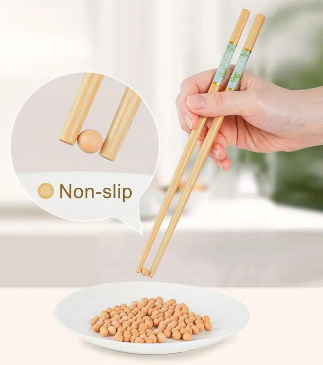 Alt view image 4 of 7 - 10Pairs Bamboo Chopstick Reusable Wooden Chop Sticks Washable Chinese Style 9.5Inch