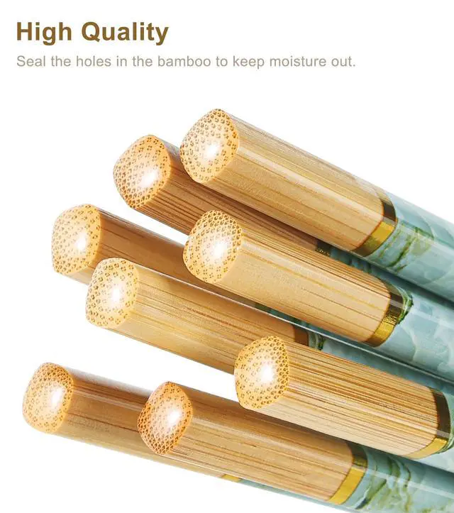 Alt view image 7 of 7 - 10Pairs Bamboo Chopstick Reusable Wooden Chop Sticks Washable Chinese Style 9.5Inch