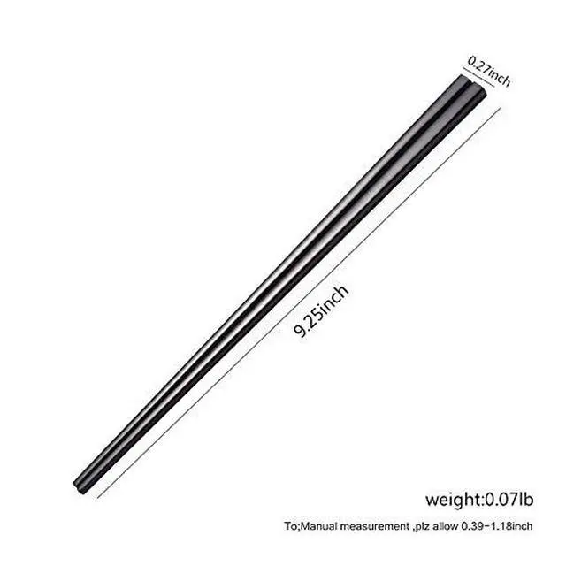 Alt view image 2 of 7 - 5-Pair Stainless Steel Black Metal Reusable Chinese Square Chopsticks