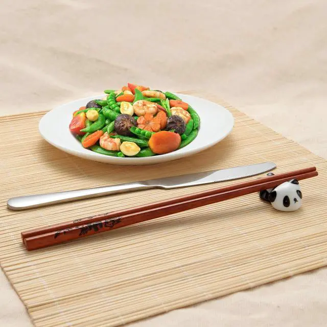 Alt view image 5 of 7 - Cute Panda Chopsticks and Rest Gift Set, Reusable Wooden Chopsticks with Ceramic Holder and Red Gift Case for Wedding, Anniversary, Birthday Presents (2 Pairs)