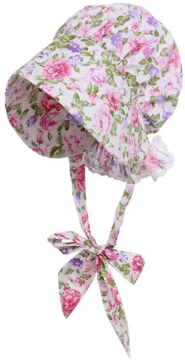 Main image of Adult Women Girls Cotton Pioneer Prairie Bonnet Cap Hat 100% Cotton (Size Choose)