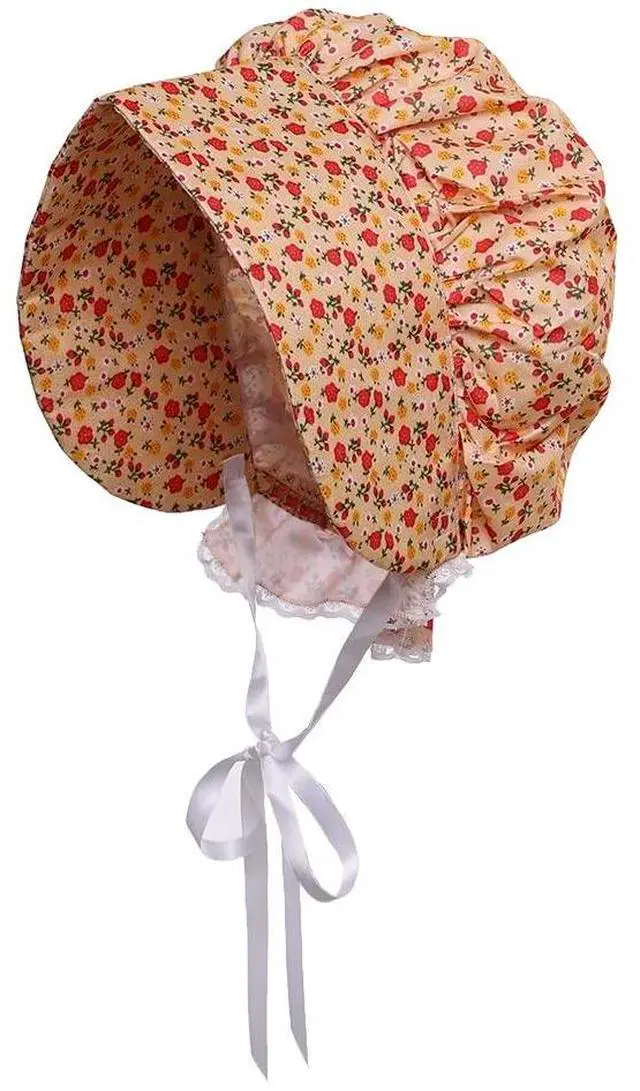 Main image of Adult Women Girls Cotton Pioneer Prairie Bonnet Cap Hat 100% Cotton (Size Choose)