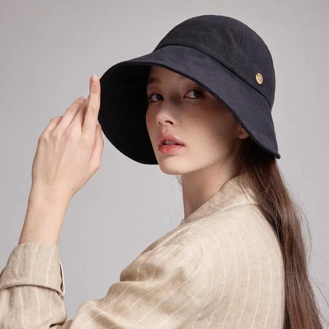 Alt view image 2 of 7 - Linen Victorian Bonnet Hat Sun Cap, Foldable Summer Visor | NEW Katy | Black