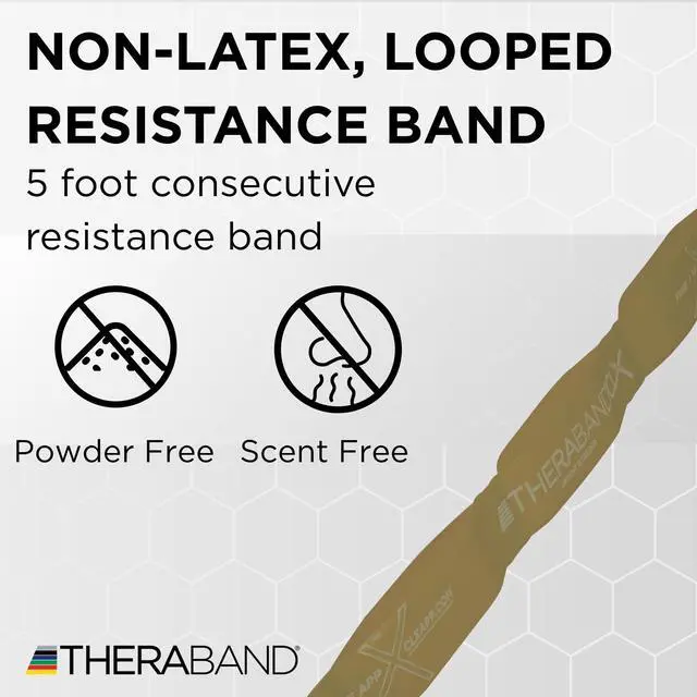 Alt view image 2 of 7 - CLX Resistance Band with Loops, 5-Foot Band, Gold, Max, Non-Latex, Elastic Band for Exercise, Mobility & Rehab, Stretching, Home Workouts, Color-Coded for Easy Resistance Levels