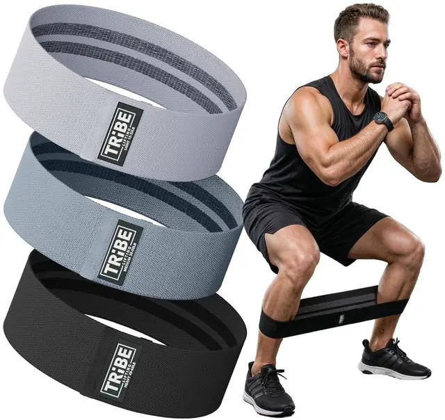 Main image of Resistance Bands for Working Out - 3 Pack Fabric Workout Bands for Women and Men - Booty Bands for Legs and Glute - Non Slip Exercise Bands Set for Squat Hip Thigh (Gray)