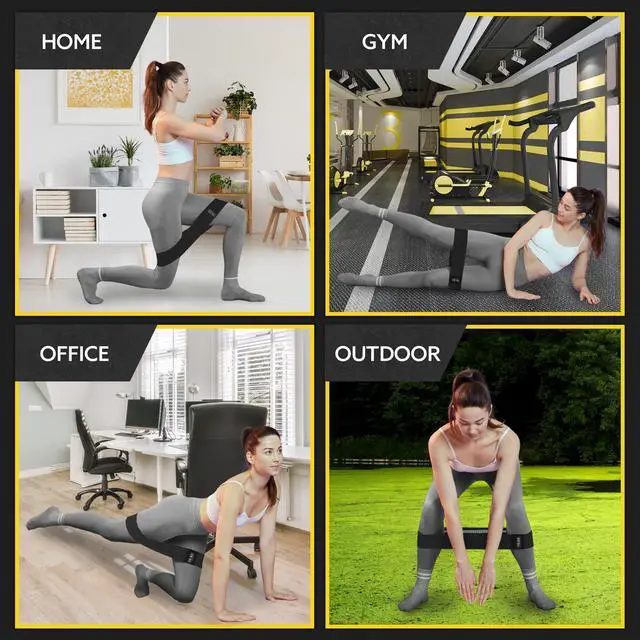 Alt view image 5 of 7 - Resistance Bands for Working Out - 3 Pack Fabric Workout Bands for Women and Men - Booty Bands for Legs and Glute - Non Slip Exercise Bands Set for Squat Hip Thigh (Gray)