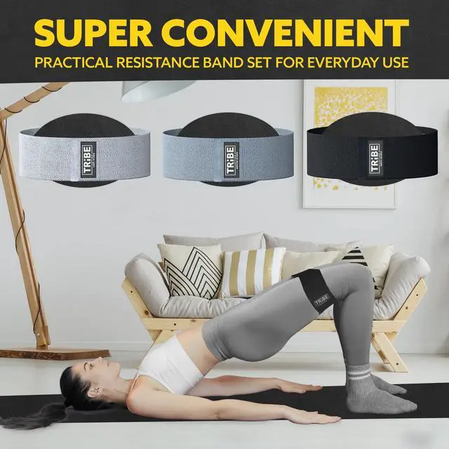 Alt view image 7 of 7 - Resistance Bands for Working Out - 3 Pack Fabric Workout Bands for Women and Men - Booty Bands for Legs and Glute - Non Slip Exercise Bands Set for Squat Hip Thigh (Gray)