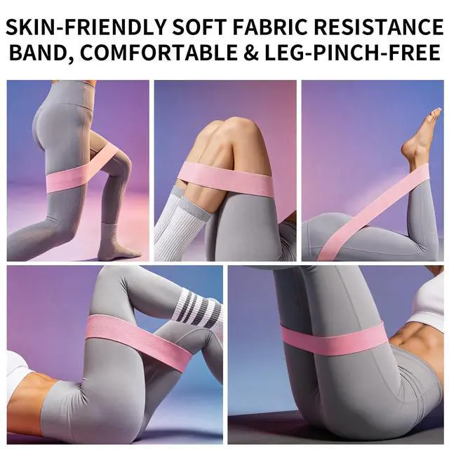 Alt view image 2 of 6 - Resistance Bands for Working Out with Exercise Bands Guid 3 Workout Bands for Women Men Fabric Stretch Bands for Exercise Resistance Bands Set Yoga Pilates Legs Hip Thigh Glute