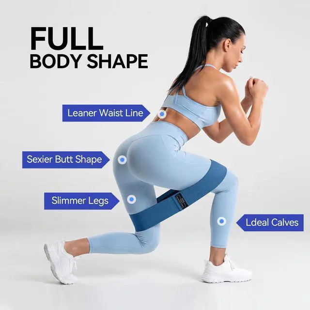 Alt view image 2 of 4 - Resistance Bands for Working Out: 3-Set Professional Exercise Bands for Pilates, Yoga, Home Gym, Booty, Leg Training | Heavy/Medium/Light Fabric Loops for Women Men