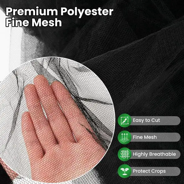 Alt view image 4 of 6 - 10 × 39 Ft Mosquito Netting for Patio, Fly Insect Bird Bug Net Garden Mesh Netting Screen Barrier for Porch,Balcon,Gazebo,Outdoor Camping,Protecting Vegetables Fruits Plants