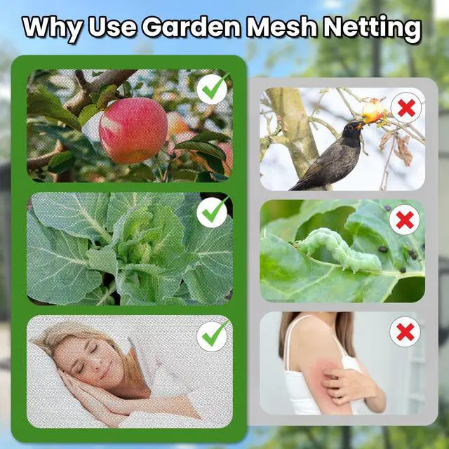 Alt view image 5 of 6 - 10 × 39 Ft Mosquito Netting for Patio, Fly Insect Bird Bug Net Garden Mesh Netting Screen Barrier for Porch,Balcon,Gazebo,Outdoor Camping,Protecting Vegetables Fruits Plants